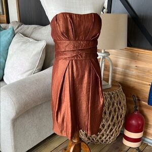 Max & Cleo Strapless Cocktail Dress – Rust Size 6 party wedding